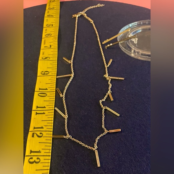 NWOT Gold plated Bar Necklace with Earrings - Picture 1 of 2